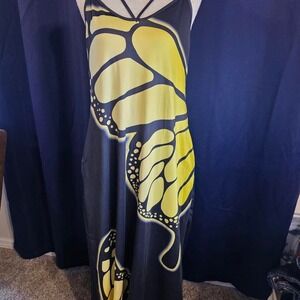 Yellow and black butterfly maxi dress